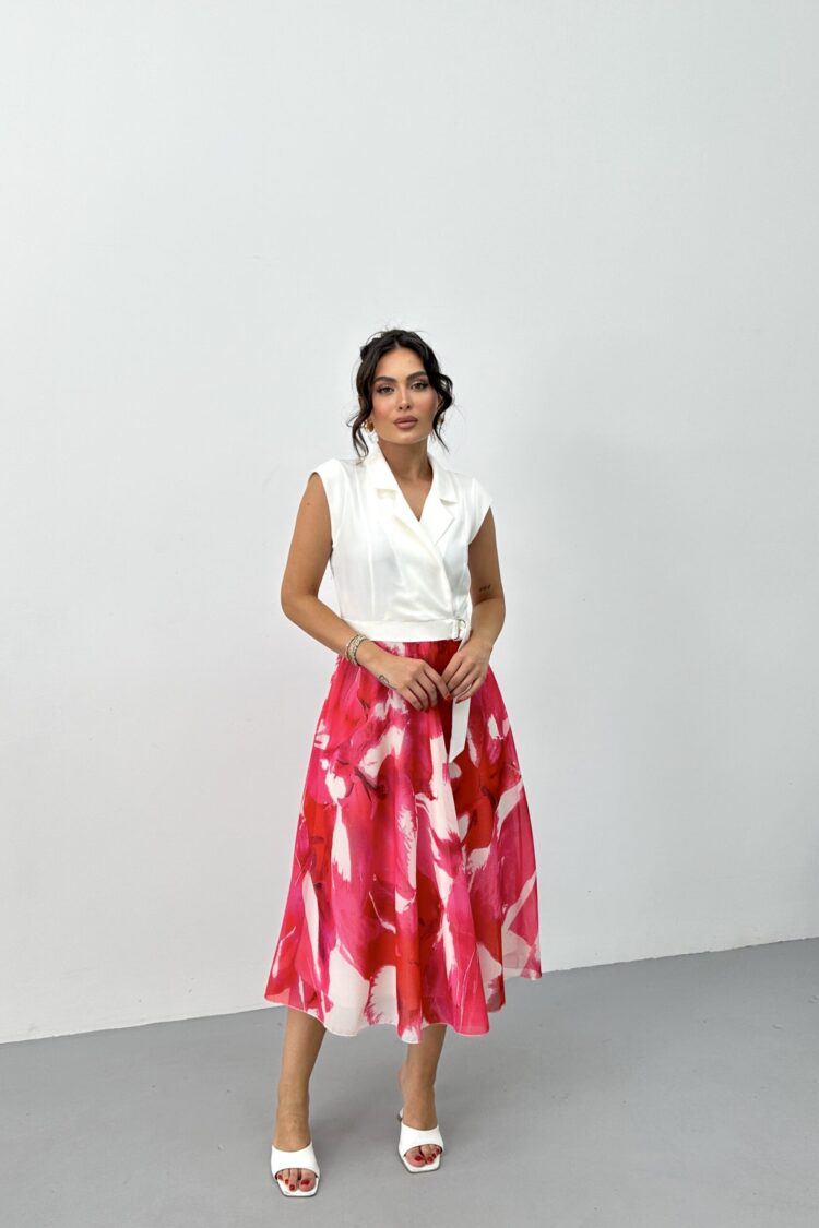White Elegant Wrap Dress With Notched Neck