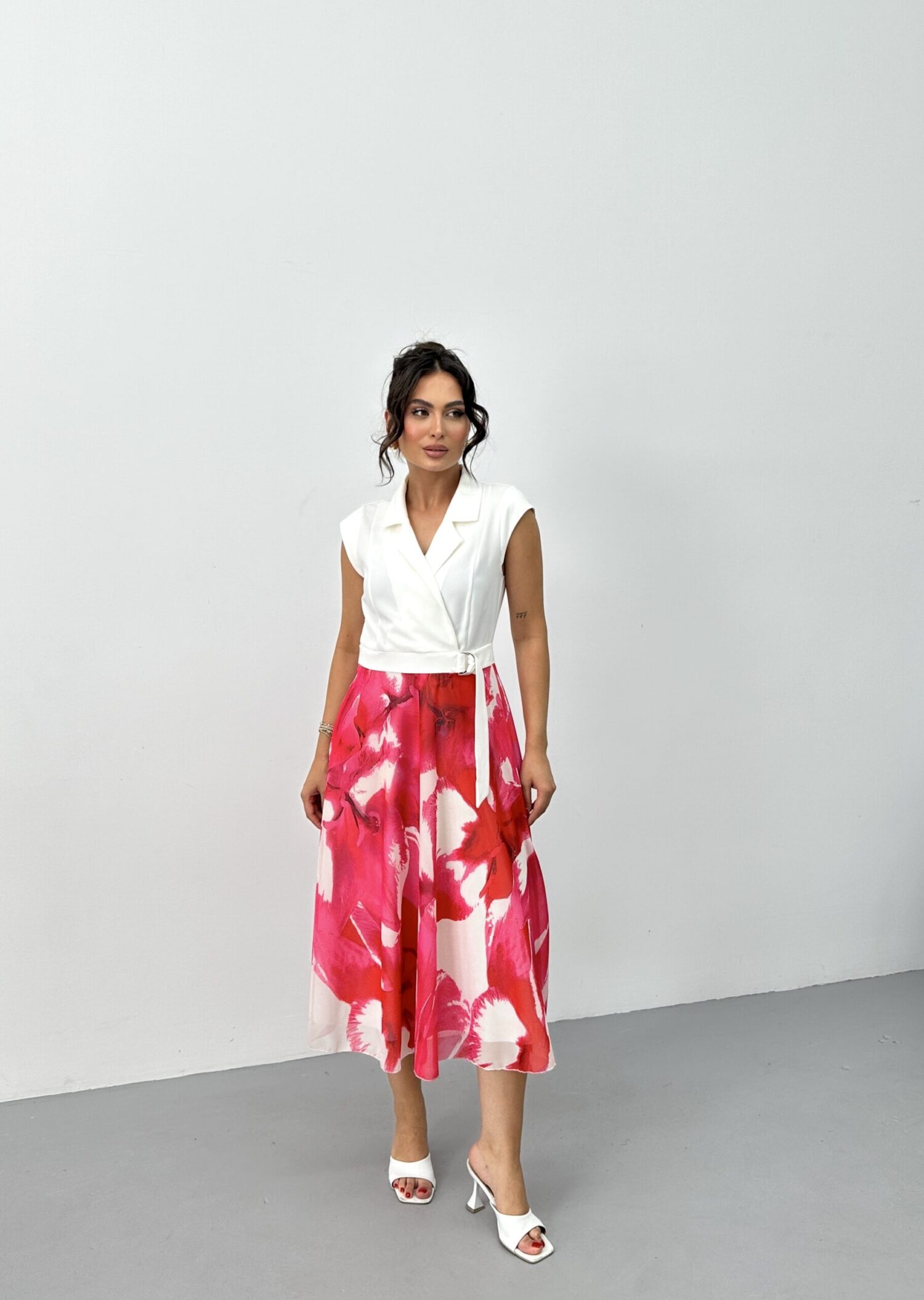 White Elegant Wrap Dress With Notched Neck - Brand: STEPS - Women & Kids, Baby Clothes Wholesale - Globality Store