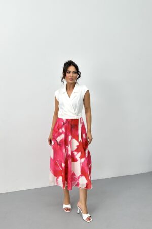 White Elegant Wrap Dress With Notched Neck - Brand: STEPS - Women & Kids, Baby Clothes Wholesale - Globality Store