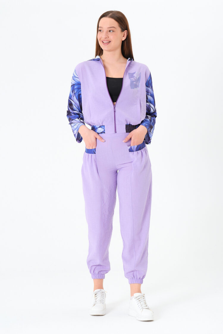 Purple Casual Elegant Suit With Floral Pattern