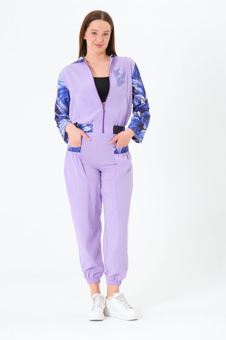 Purple Casual Elegant Suit With Floral Pattern