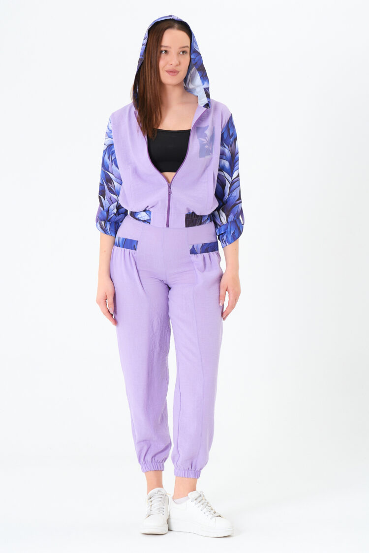 Purple Casual Elegant Suit With Floral Pattern