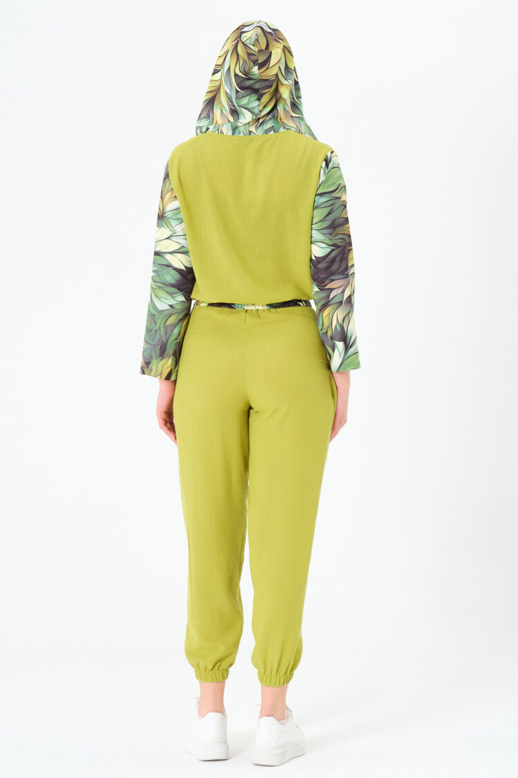 Women's Elastic Waist Zipper Shirt Elastic Leg Printed Shirt PantsBottom Top Suit