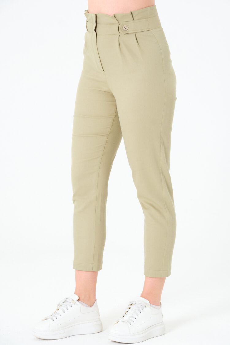 Tapered Cropped Pants With High Waist