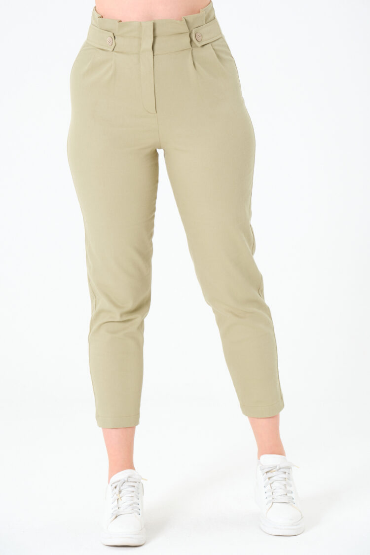 Tapered Cropped Pants With High Waist