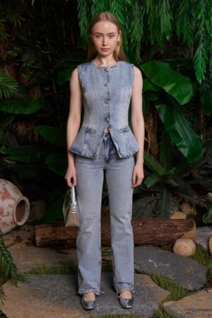 Blue Slim Fit Casual Vest With Welt Pockets - Brand: XLove - Women & Kids, Baby Clothes Wholesale - Globality Store