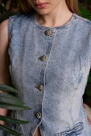 Blue Slim Fit Casual Vest With Welt Pockets - Brand: XLove - Women & Kids, Baby Clothes Wholesale - Globality Store