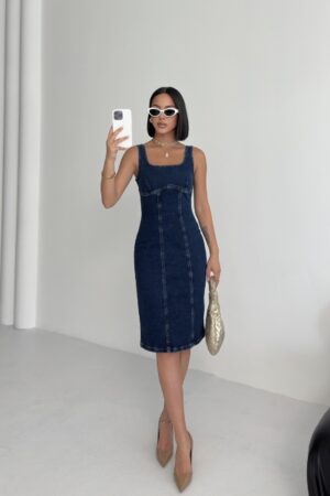 Blue Sexy Sleeveless Bodycon Dress With Square Neck - Brand: XLove - Women & Kids, Baby Clothes Wholesale - Globality Store