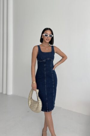 Blue Sexy Sleeveless Bodycon Dress With Square Neck - Brand: XLove - Women & Kids, Baby Clothes Wholesale - Globality Store
