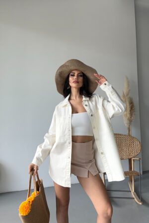 Casual Oversized Shirt With Notched Neck - Brand: XLove - Women & Kids, Baby Clothes Wholesale - Globality Store