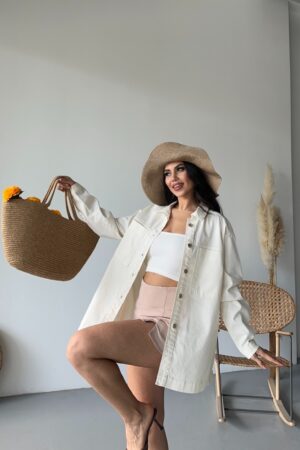 Casual Oversized Shirt With Notched Neck - Brand: XLove - Women & Kids, Baby Clothes Wholesale - Globality Store