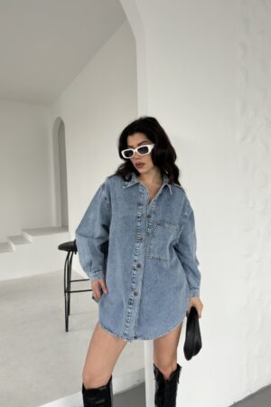 Casual Oversized Shirt With Notched Neck - Brand: XLove - Women & Kids, Baby Clothes Wholesale - Globality Store