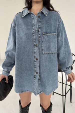Casual Oversized Shirt With Notched Neck - Brand: XLove - Women & Kids, Baby Clothes Wholesale - Globality Store