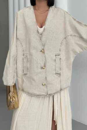 Beige Casual Oversized Single-Breasted Blazer Jacket - Brand: XLove - Women & Kids, Baby Clothes Wholesale - Globality Store
