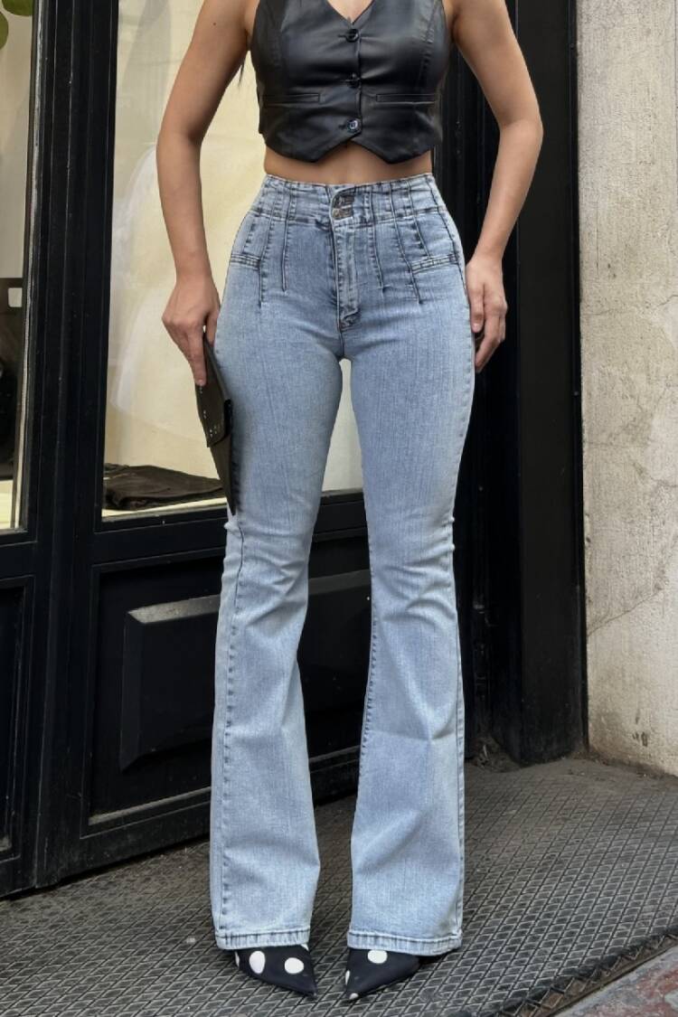 Mom Jeans With Flare Leg And High Waist