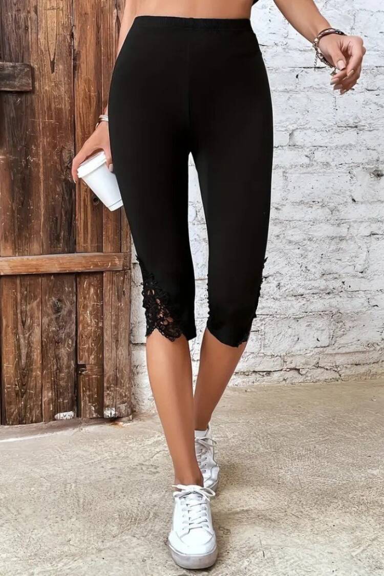Black High Waist Skinny Leg Cropped Leggings