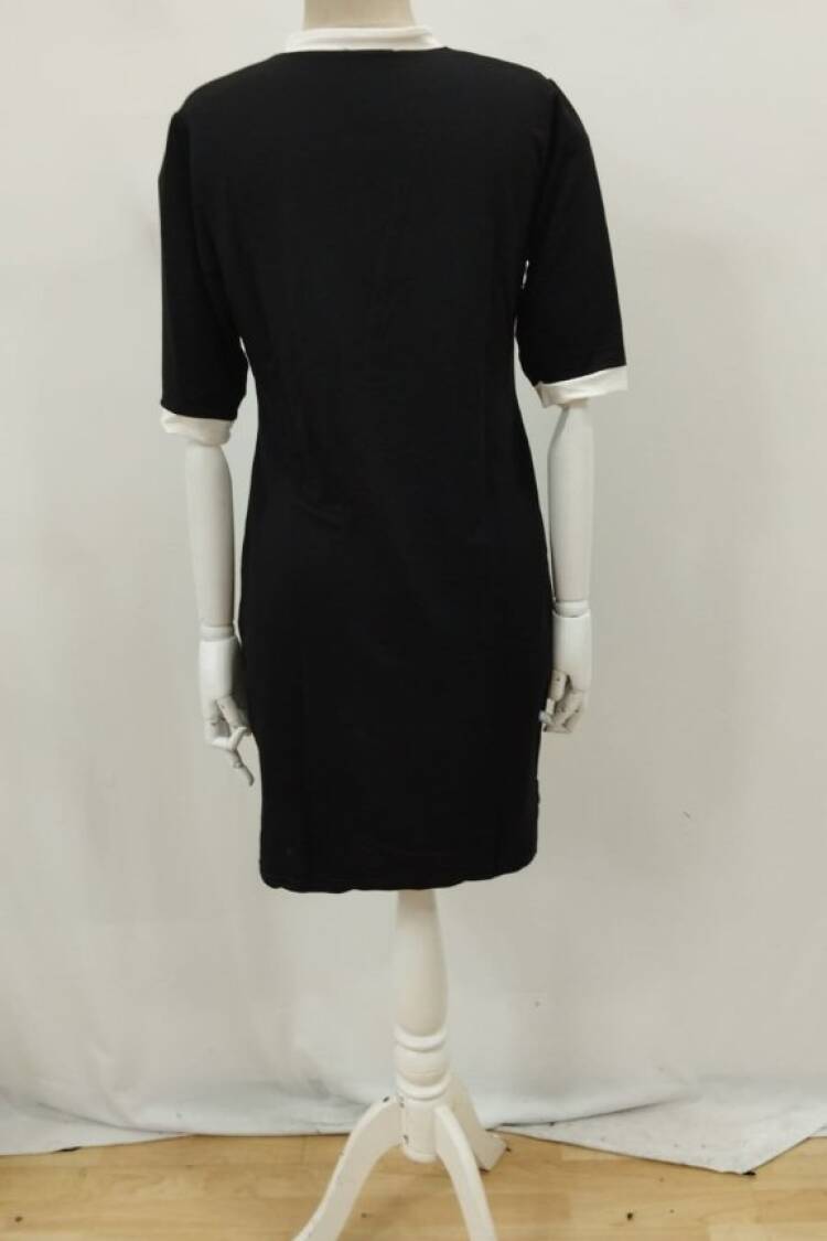 Black Elegant V-Neck Shift Dress