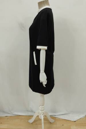 Black Elegant V-Neck Shift Dress