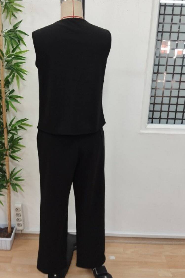 Black Elegant Casual Streetwear Set