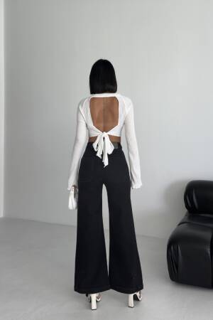 Black Palazzo Jeans With High Waist & Wide Leg