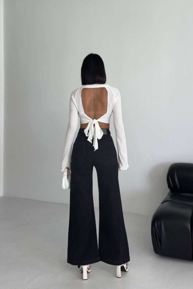 Black Palazzo Jeans With High Waist & Wide Leg