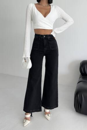 Black Palazzo Jeans With High Waist & Wide Leg