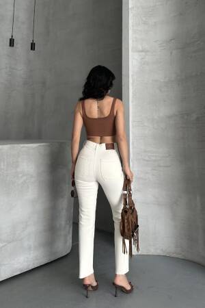Ecru Jeans High Waist Mom Straight Leg Buttoned