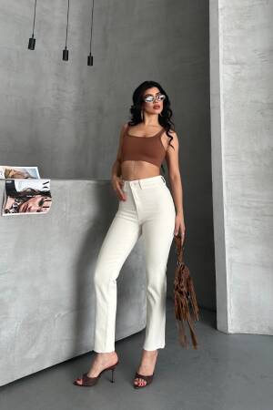 Ecru Jeans High Waist Mom Straight Leg Buttoned