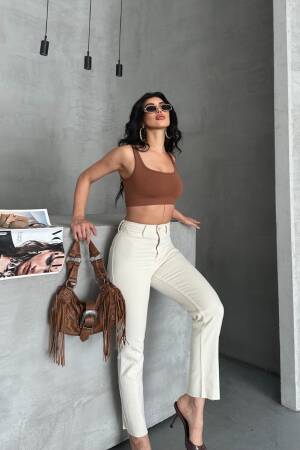 Ecru Jeans High Waist Mom Straight Leg Buttoned