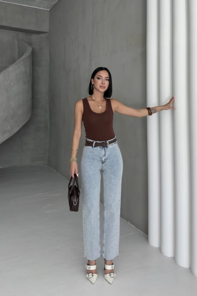 Mom Jeans High Waist Straight Leg Zip Up