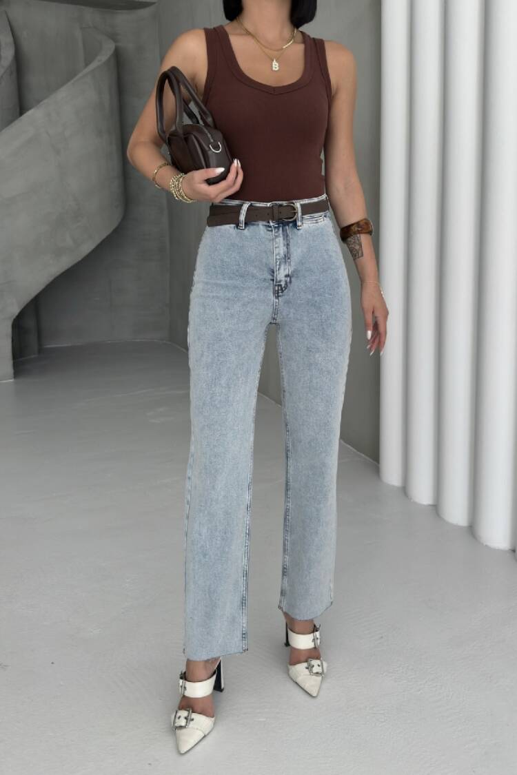Mom Jeans High Waist Straight Leg Zip Up
