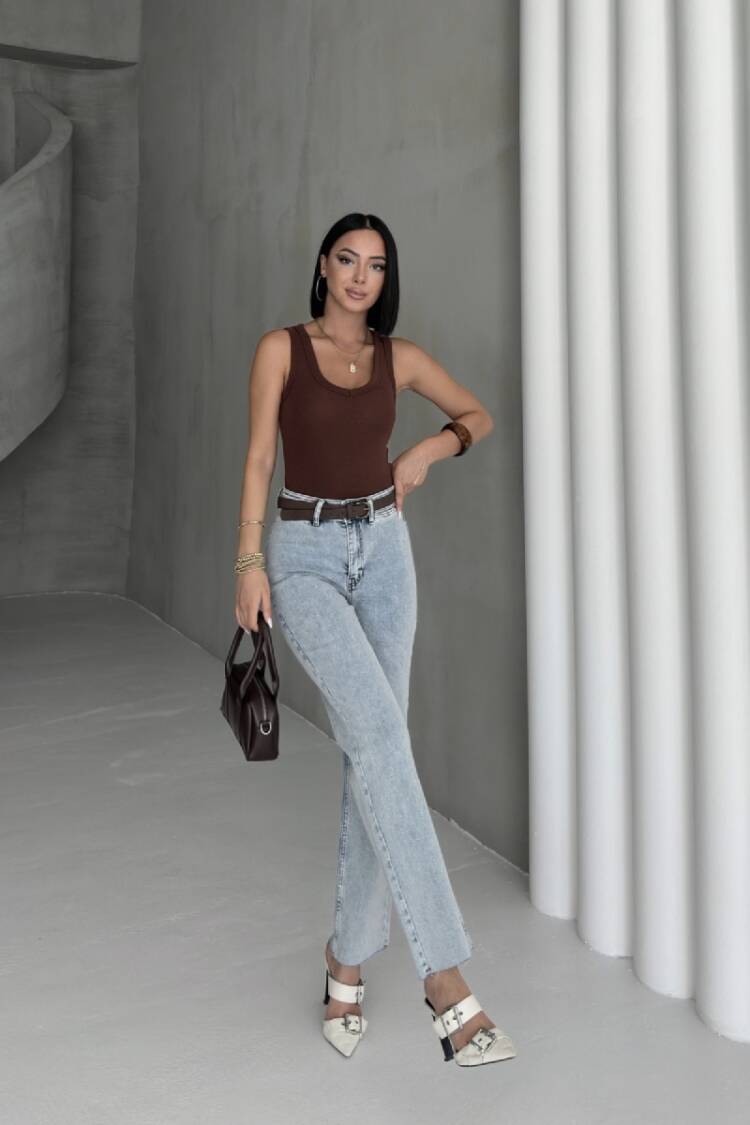 Mom Jeans High Waist Straight Leg Zip Up