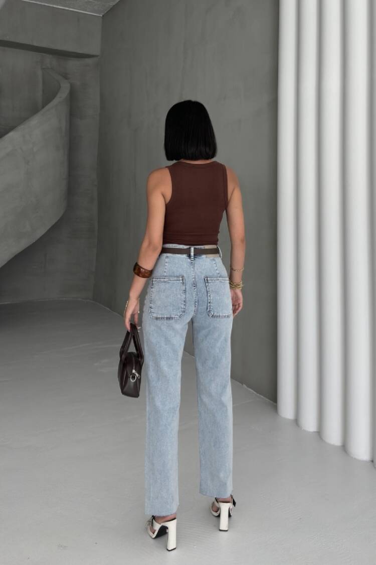 Mom Jeans High Waist Straight Leg Zip Up