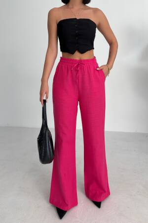 Pink Palazzo Pants High Waist Wide Leg