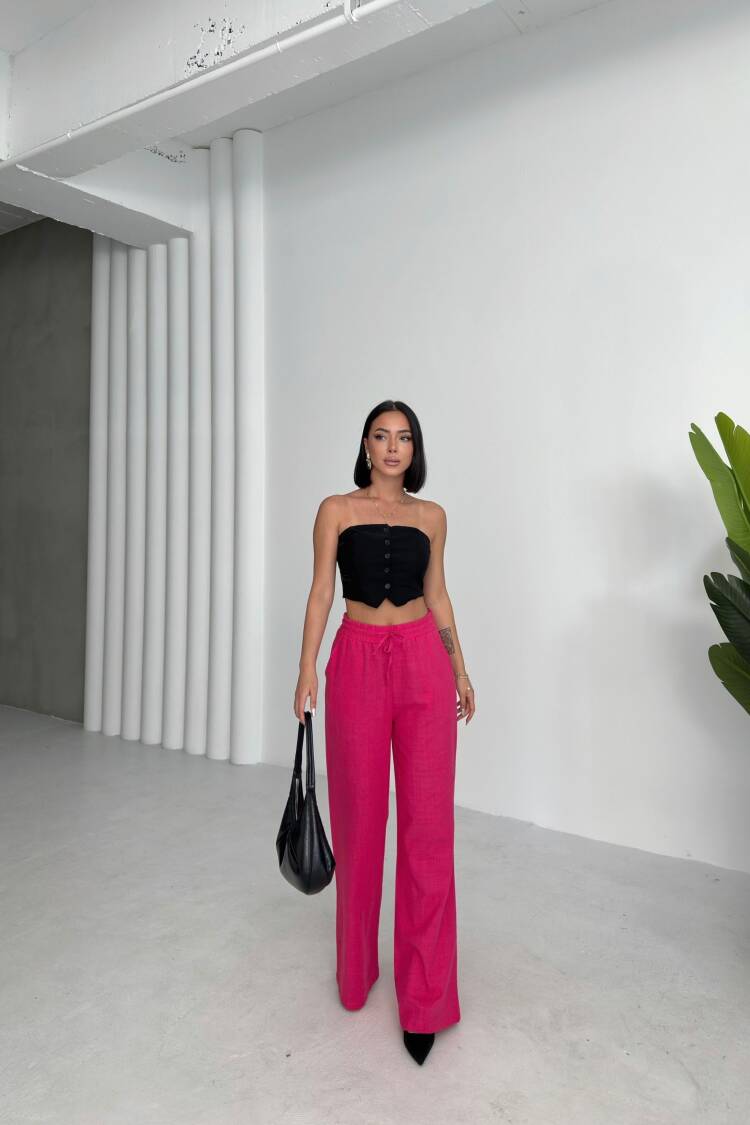 Pink Palazzo Pants High Waist Wide Leg