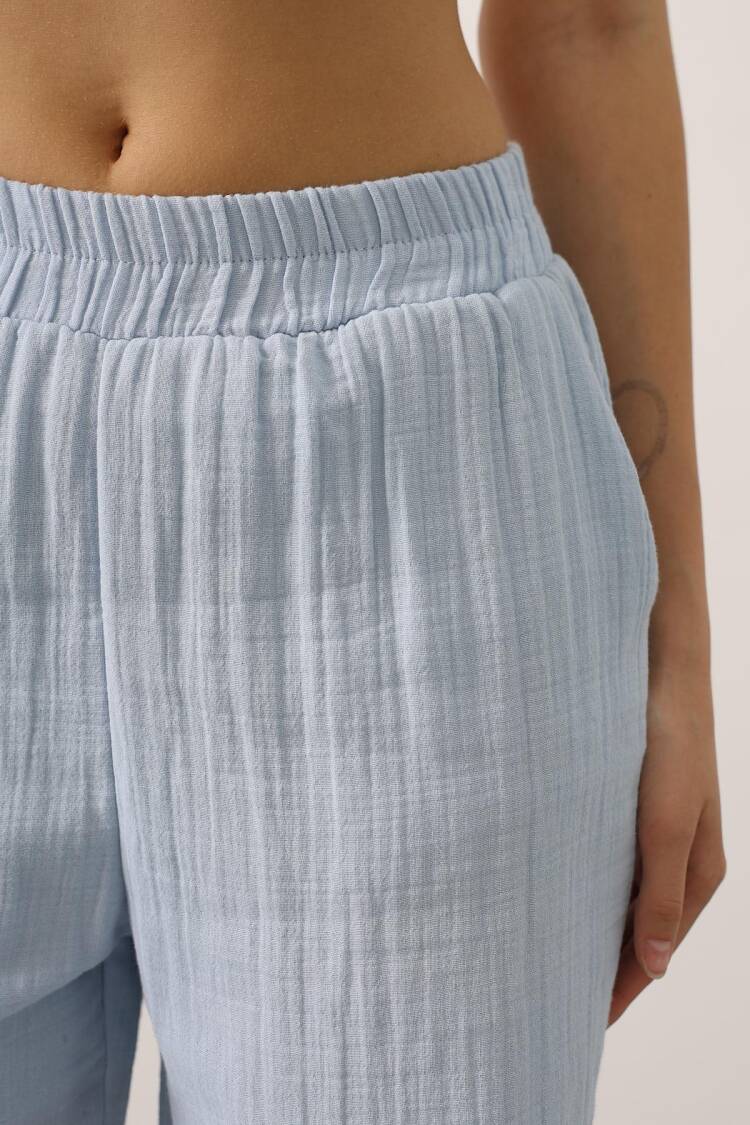 Blue Palazzo Casual Sport Pants