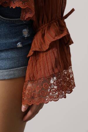 Boho Vintage Blouse With Ruffle Sleeves