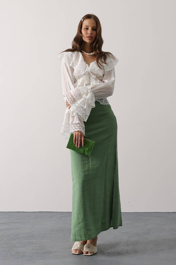 Elegant V-Neck Ruffle Sleeve Blouse