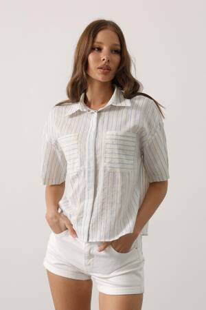 White Casual Striped Buttoned Shirt