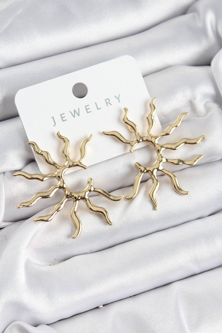 Brass Sun Pattern Gold Color Women's Earrings