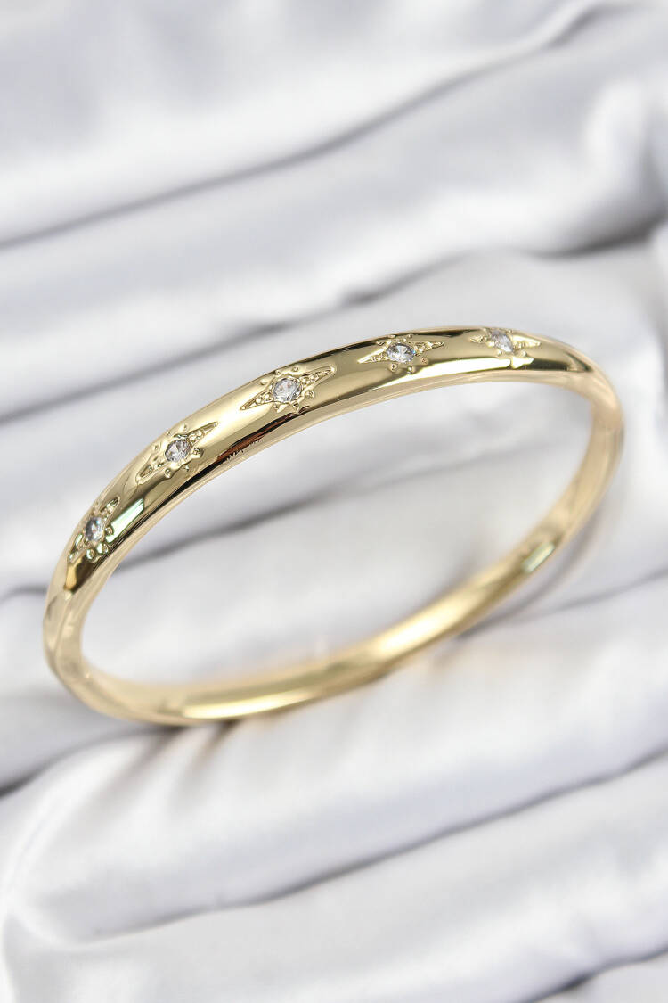 Brass Zircon Stone Pole Star Model Gold Color Women Clamp