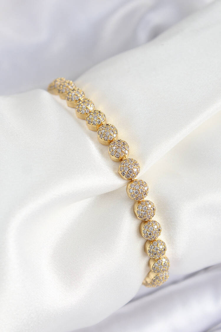 Brass Zircon Stone Half Heel Model Gold Color Vibe Series Women's Bracelet