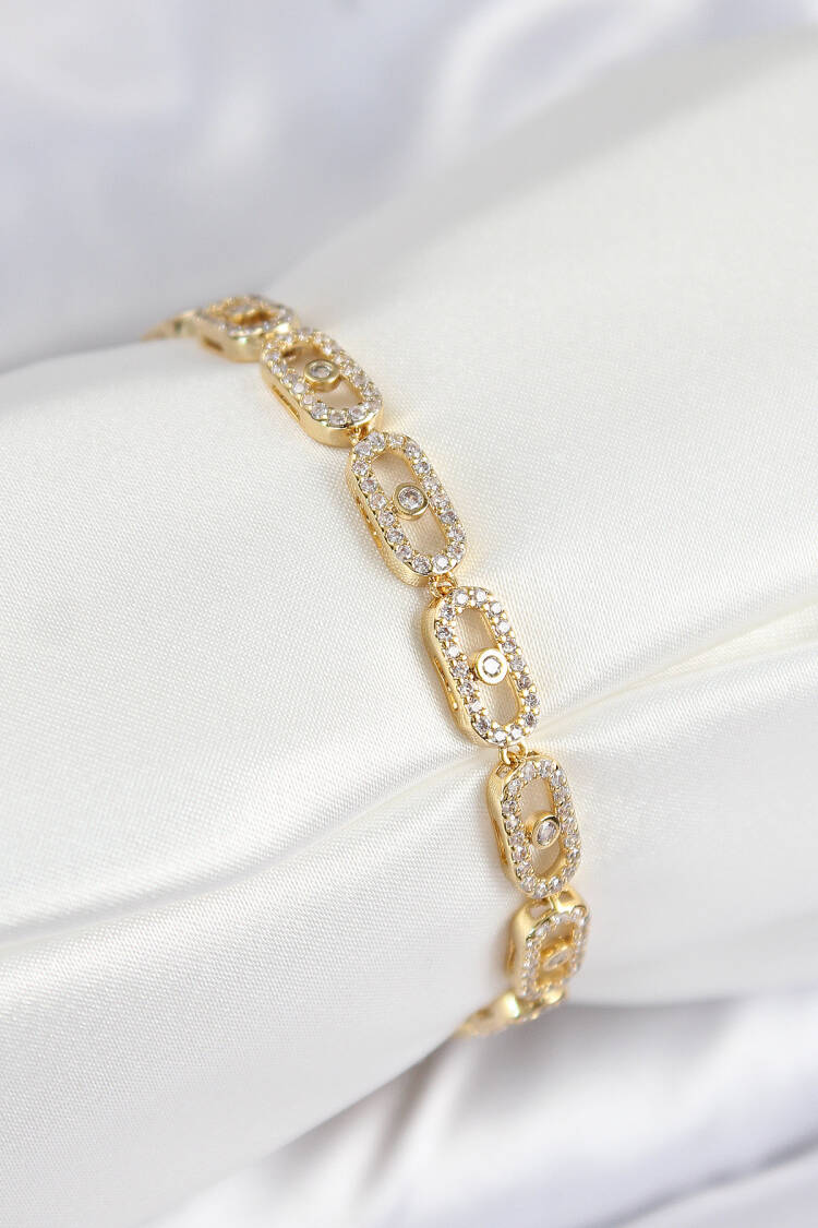 Brass Zircon Stone Messika Model Gold Color Vip Series Women's Bracelet
