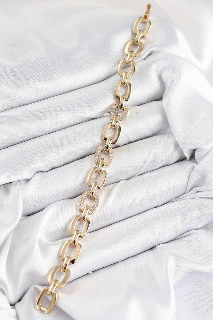 Brass Zircon Stone Fragmented Chain Model Gold Color Women's Bracelet
