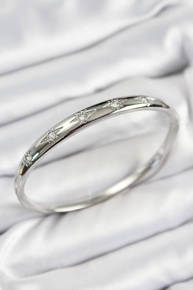 Brass Zircon Stone Pole Star Model Silver Color Women Clamp