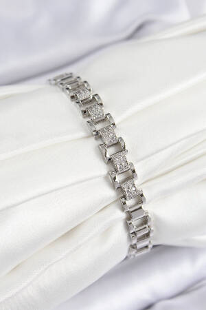 Brass Zircon Stone Fragmented Pattern Silver Color Women's Bracelet