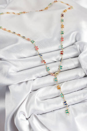 Brass Color Zircon Stone Butterfly Pattern Gold Color Women Y Necklace