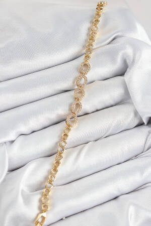 Oval Model Gold Color Women's Bracelet With Brass Zircon Stone