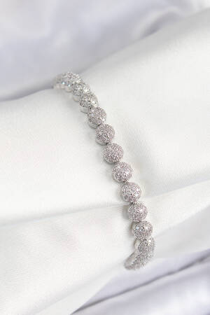 Brass Zircon Stone Half Heel Pattern Silver Color Viping Series Women's Bracelet