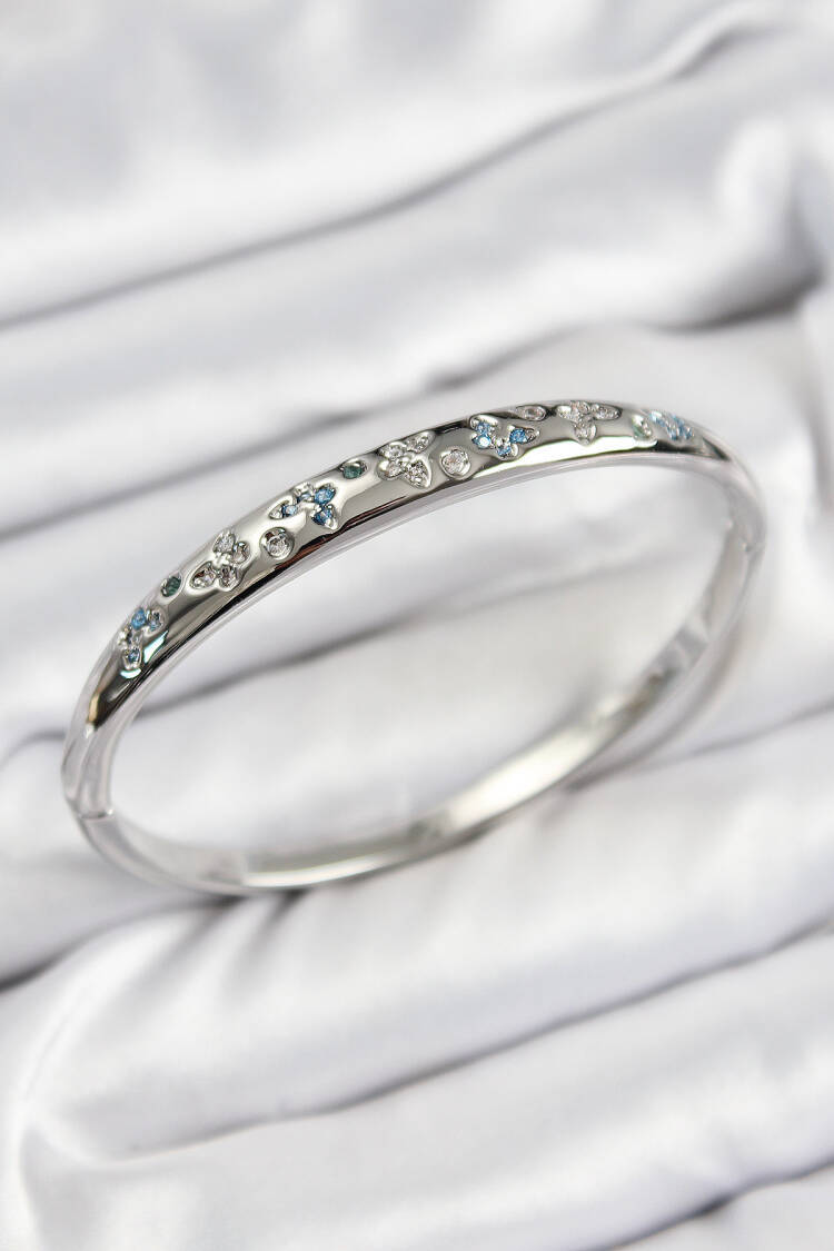 Brass Zircon Stone Butterfly Pattern Silver Color Women Clamp